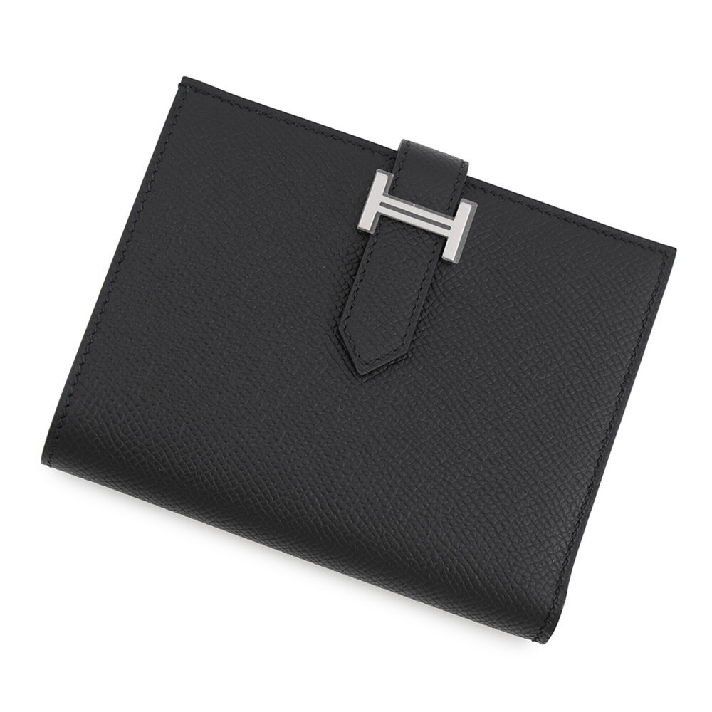 Hermes Bearn Compact Bi-fold Wallet, Black Epsom Leather, K Stamp, HERMES Bla...